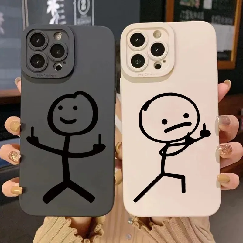 Apple Iphone 15 - Sevimli Karikatür Kibrit Adamı Mat Silikon